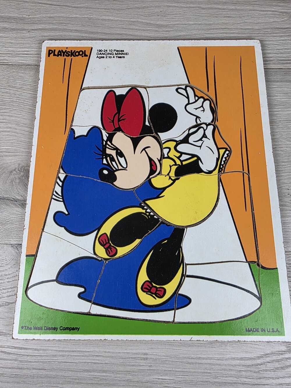 Playskool Dancing Minnie Mouse 10 Piece Vintage Wooden Board Puzzle SU5